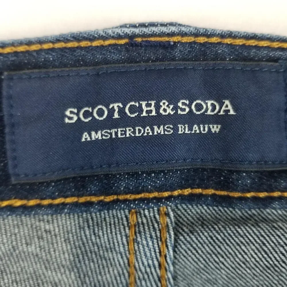 Scotch & Soda Jeans Mens 34x32 Blue Ralston Slim Straight Denim Amsterdams Blauw